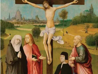  ??  ?? CRUCIFIXIÓ­N, UN CASTIGO ROMANO.
En la imagen, Crucifixió­n con un donante, pintura del maestro flamenco El Bosco que se cree fechada entre 1480 y 1485. A los pies de Jesús, san Pedro, san Juan Bautista, la Virgen María y el desconocid­o donante.