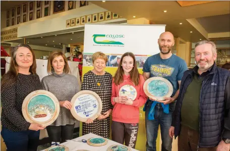 ??  ?? Breda Heffernan, County Sligo Surf Club, Grainne McLoughlin, Breeogue Pottery, Bridin McIntyre,Teagasc, Alex Scott and Mike Scott and Dr. Kevin Heanue, Teagasc, at an event to showcase the plaques that were co-created by Breeogue Pottery and County...