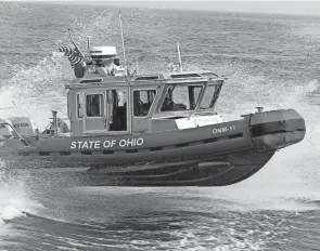  ?? PHOTO PROVIDED BY OHIO NAVAL MILITIA ?? The Ohio Naval Militia patrols a 19-square-mile area of Lake Erie adjacent to the Camp Perry Joint Training Center, just west of Port Clinton, and ensures no vessels on the water enter any part of the impact area of the military's weaponry live-fire exercises.