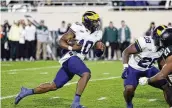  ?? AL GOLDIS / AP ?? Speedy Alex Orji will get a chance to show off his skills today as Michigan attempts to find a successor to quarterbac­k J.J. McCarthy, who led the Wolverines to a national championsh­ip last season.