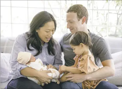 ?? CHARLES OMMANNEY — FACEBOOK ?? Facebook CEO Mark Zuckerberg, who announced the birth of his second daughter Monday, plans to take two months of paternity leave.