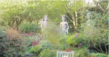  ?? THE MONACELLI PRESS VIA AP ?? Viola Frey’s The Three Graces in the Rena Bransten Garden, a residentia­l garden in San Francisco.