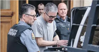  ?? LIAM RICHARDS, THE CANADIAN PRESS ?? Bernie Herman is escorted from the court building in Prince Albert, Sask., on Thursday after a sentencing hearing for his manslaught­er conviction.