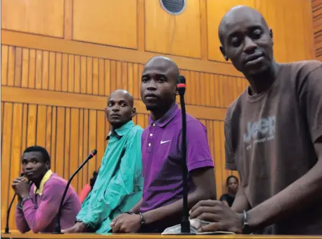  ?? Picture: OUPA MOKOENA ?? BAIL DENIED: The four accused appeared in the Atteridgev­ille Magistrate’s Court yesterday.