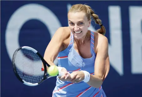  ?? Reuters ?? Czech Republic’s Petra Kvitova in action during her match against compatriot Barbora Krejcikova at the all-Czech tennis tournament on Tuesday.