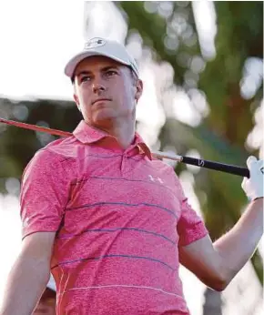  ?? REUTERS PIC ?? Jordan Spieth tees off on the 14th hole in the first round of the Sony Open on Thursday.