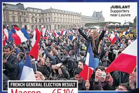  ??  ?? JUBILANT Supporters near Louvre