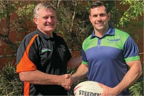  ??  ?? ROARING AGAIN: Southern Suburbs president Keith Canning (left) with new head coach Liam Capewell.