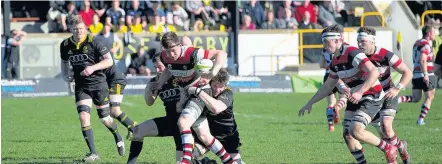  ??  ?? Drive Ruaridh Leishman tries to drag County back into the tie. Picture by Bryan Robertson.