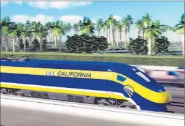  ??  ?? RESIDENTS AND officials of several communitie­s plan to attend a rail-authority board meeting Tuesday in L.A. Above, a rendering of a high-speed train.