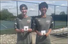  ?? SUBMITTED PHOTO ?? Scott Schlackman (left) and Daniel Duan were the SOL LIberty Doubles champs this season.