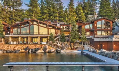  ?? 2VIEW.COM ?? Villa Harrah, an eight-bedroom estate on the shores of Lake Tahoe offers more than 20,000 square feet of living space. The lakefront home at 1028 Skyland Drive in Zephyr Cove, Nev., offers an open floor plan and artwork that pays homage to the home’s historic heritage.