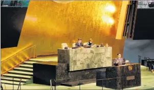  ?? AP PHOTO ?? Danny Danon, Israel’s ambassador to the UN, speaks at the General Assembly Thursday.