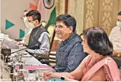  ?? — PTI ?? Commerce and industry minister Piyush Goyal during a delegation-level meeting with Italy’s foreign minister Luigi Di Maio, in New Delhi.