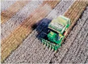  ?? AFP ?? A harvester works in a cotton field in China’s Xinjiang region. —