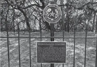  ?? Jerry Lara/staff photograph­er ?? The San Antonio Water System pledges that the cemetery where Hendrick Arnold is buried will be protected, saying it is requiring 40 percent of the property to be “set aside as a natural area.”