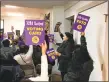  ?? Meghan Friedmann / Hearst Connecticu­t Media ?? Members of 32BJ SEIU, a union of Connecticu­t building cleaners, voted Dec. 14 at the People's Center in New Haven to authorize a strike if their demands were not met in contract negotiatio­ns.