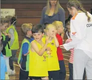  ??  ?? Fun times: Future stars having a blast during Aussie Hoops action last week.
Picture: Matt Green