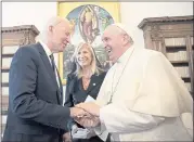  ?? VATICAN MEDIA VIA AP ?? President Joe Biden shakes hands with Pope Francis as they meet at the Vatican on Friday.