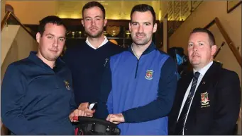  ??  ?? Daniel O’Shea Liebherr Containere Cranes (third from left) presenting first prize in the Liebherr Container Cranes Men’s competitio­n to winner Donagh Moynihan with Alan McSweeney 2nd and Declan McCarthy Captain at Killarney Golf Club on Sunday. Photo...