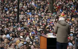  ?? MARY SCHWALM — THE ASSOCIATED PRESS ?? Democratic presidenti­al candidate Sen. Bernie Sanders, I-VT., campaigns at a rally on Boston Common in Boston on Saturday.