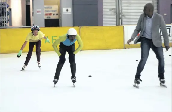  ??  ?? The speed skating team in training ahead of the Winter Games to be held in Austria next month.