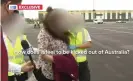  ?? Photograph: Channel Nine ?? A Channel Nine crew questions non-citizens being deported from Brisbane airport in February.