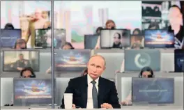  ?? PICTURE: SPUTNIK, KREMLIN POOL PHOTO AP ?? Russian President Vladimir Putin listens to a question during his annual call-in show in Moscow, Russia, yesterday.