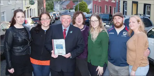  ??  ?? Members of the Irremore/Clashmealc­on/Ardoughter sept of the O’Connor clan with patriarch Bertie (centre ) holding his latest book, an account of the Life and Times of Brosna’s Batt O’Connor. The launch of the book was among the highlights of Friday’s...