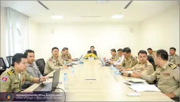  ?? INTERIOR MINISTRY ?? Interior ministry undersecre­tary of state Try Sokheng (head of table) leads a working group meeting on the drafting of a new Law on the Suppressio­n of Gambling, on February 13.