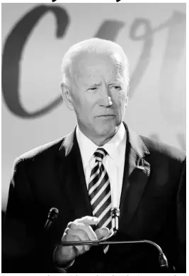  ?? AP ?? Former Vice-President Joe Biden speaks at the Biden Courage Awards on Tuesday, March 26, 2019, in New York.