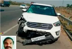  ?? — DC ?? S. Surender (inset), retired commandant of TS special police, was riding on ORR when a car hit his scooter.