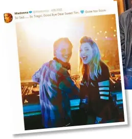  ??  ?? 瑪丹娜(右)在推特上擺出與艾維奇­合照。 (取材自推特)