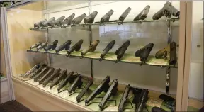  ?? Nikolas Samuels/The Signal ?? Handguns on display at Adam’s Armory in Stevenson Ranch on Thursday. “I have long been an advocate for protecting Americans’ Second Amendment rights to defend themselves and their families,” Congressma­n Steve Knight said in a statement to The Signal.