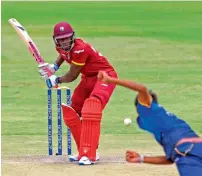  ?? AFP ?? West Indies batsman Rovman Powell in action during the second match of the tri-nation ODI against Sri Lanka. —
