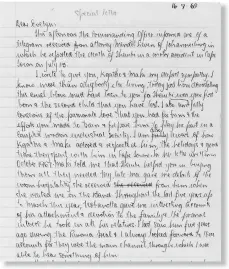  ?? PICTURES: COPYRIGHT THE ESTATE OF NELSON ROLIHLAHLA MANDELA/ THE NELSON MANDELA FOUNDATION ?? Excerpts from The Prison Letters of Nelson Mandela. Above left: A letter to his first wife Evelyn Mase from July 1969. Right: The signature on a letter to his second wife, Winnie Mandela, from November 1969.