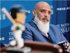  ?? Jose Luis Magana/Associated Press ?? Executive Director of the Major League Baseball Players Associatio­n Tony Clark speaks during a news conference.