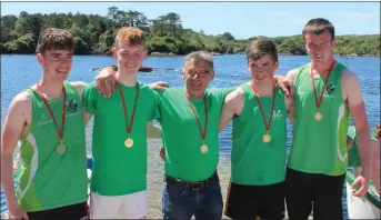  ??  ?? Cromane U16 Boys Gold Medalists Dylan Falvey, Cian Falvey, Mike Scannell (Cox), Chris Scannell and Alex King.