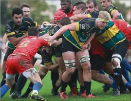  ?? (Photo Laurent Martinat) ?? Les Hyérois ont remporté hier une victoire aux forceps face à des Bourguigno­ns qui ont subi leur première défaite de la saison.