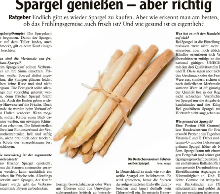  ??  ?? Die Deutschen essen am liebsten weißen Spargel.