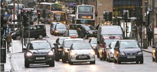  ??  ?? No-go zone: Three-quarters of diesels would be banned from areas like Glasgow’s Hope Street, the most polluted in Scotland