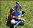  ?? KEITH DMOCHOWSKI — MEDIANEWS GROUP ?? Jameson, a golden retriever mix, celebrated his fourth birthday Saturday, May 6, with Brooke Shellhamme­r and Hannah Eyrich, members of the Schuylkill Valley High School Welfare of Animals Group.