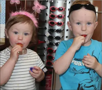  ??  ?? Eden and Dawson Maher from Aston Village pictured at the open evening in their new local Pharmacy