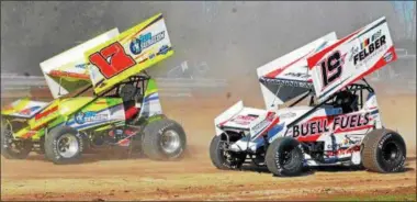  ?? FILE PHOTO – ONEIDA DAILY DISPATCH ?? Sprint cars hit the track during opening day at Utica-Rome Speedway in Vernon on Sunday, April 23, 2017.