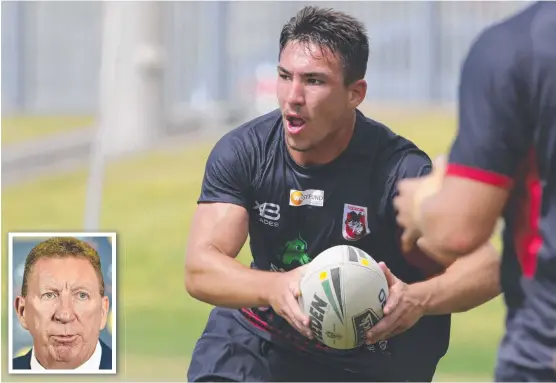  ?? Picture: SUPPLIED ?? DENIAL: St George Illawarra NRL player Reece Robson at training. INSET: Cowboys director of football, Peter Parr.