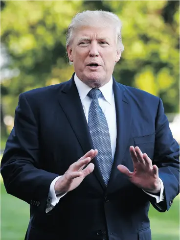  ?? OLIVIER DOULIERY, POOL / GETTY IMAGES ?? “We think we’re going to bring the individual rate to 10 per cent or 12 per cent, much lower than it is now,” U. S. President Donald Trump said Sunday. “This is a plan for the middle class and for companies so they can bring back jobs.”