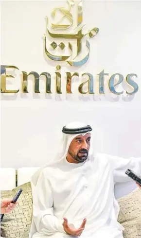  ?? Ahmed Ramzan/ Gulf News ?? Shaikh Ahmad Bin Saeed Al Maktoum during the Media roundtable at the Arabian Travel Market 2017.