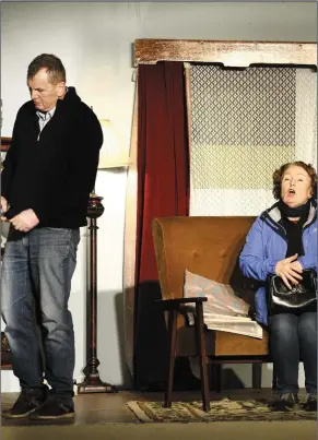  ?? Pic: Tom Callanan. ?? Cloonacool Players Martin McIntyre and Geraldine Lundy in a scene from “Cupid Wore Skirts” which is on this weekend.