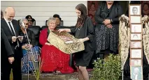  ?? PHOTO: CHRISTEL YARDLEY/STUFF ?? Kai a te Mata Marae welcomed Prime Minister Jacinda Ardern back home to Morrinsvil­le on Thursday. Ardern was gifted a wahakura (baby crib) named Tau Te Rangimarie.