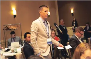  ?? Photo: Roland Isberto Photograph­y ?? Ben vanVeen presenting a Peterborou­gh Chamber Policy Resolution at the Ontario Chamber AGM.